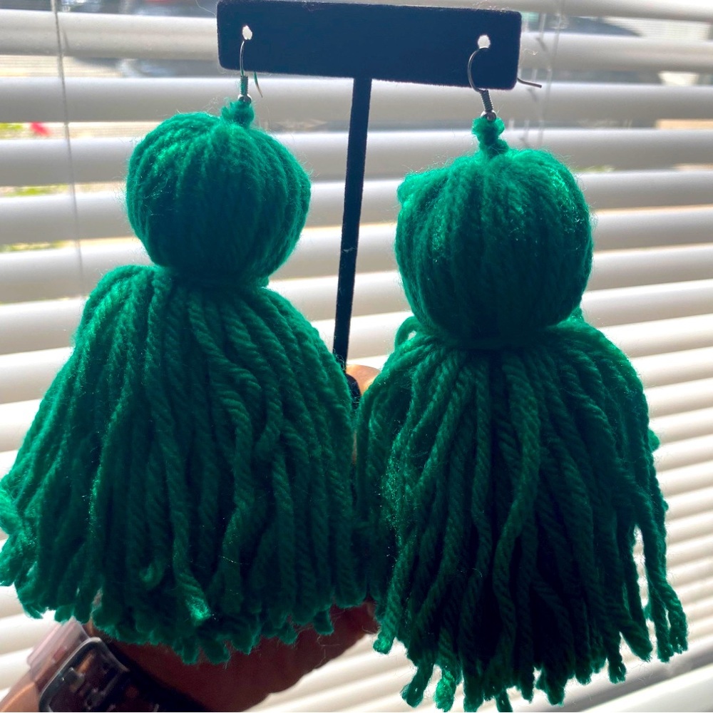 Yarn handmade earrings multiply colors